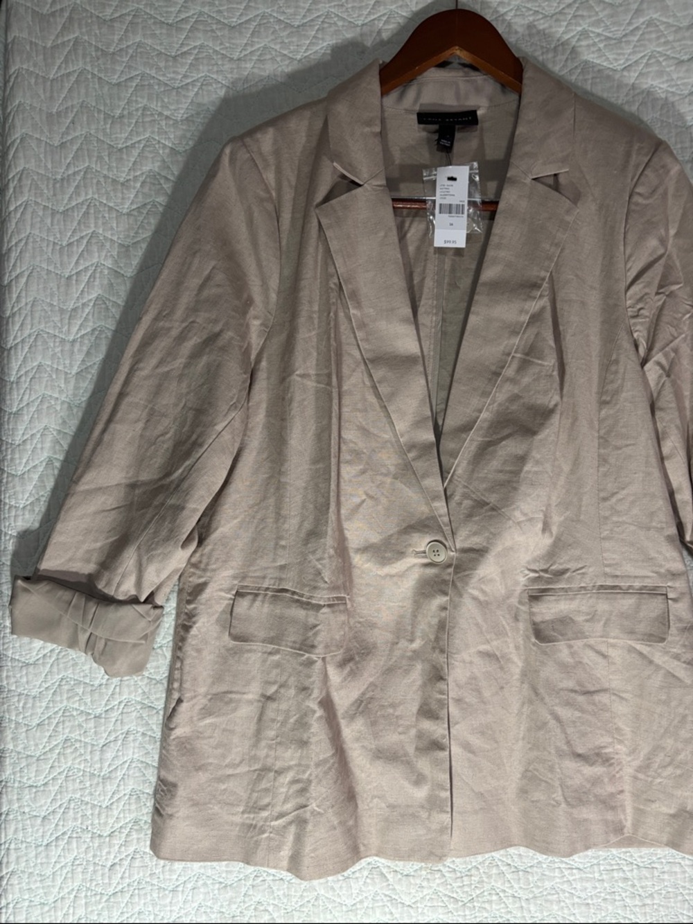 Lane Bryant Blush Taupe Single-Button Notch Lapel Blazer Linen Blend NWT - Picture 6 of 7